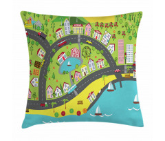 Landscape of Urban and Suburbs Pillow Cover