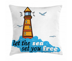 Lighthouse Blue Waves Pillow Cover
