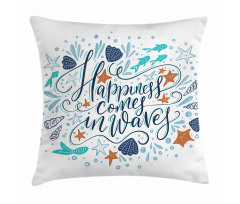 Hand-drawn Phrase Fish Pillow Cover