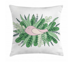 Tiny Sparrownd Leaves Pillow Cover