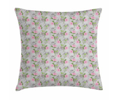 Pink Blossoms Garden Growth Pillow Cover