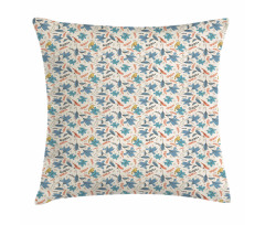 Abstract Flowers and Birds Pillow Cover