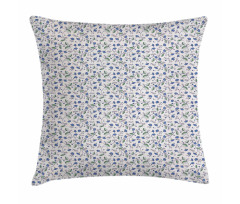 Blue Cornflowers and Leaves Pillow Cover