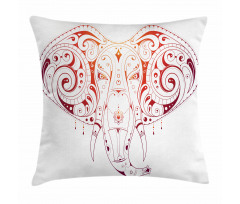 Stylized Drawn Elephant Head Pillow Cover