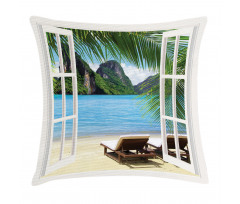 Palms and Ocean Summer Pillow Cover