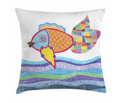 Fish Scales and Squares Doodle Pillow Cover
