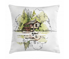 Lake House in the Forest Pillow Cover