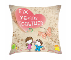 6 Years Together Words Pillow Cover