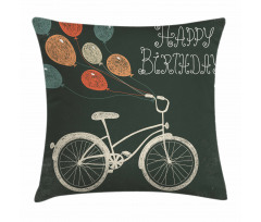 Bike Ballons Happy Birthday Pillow Cover