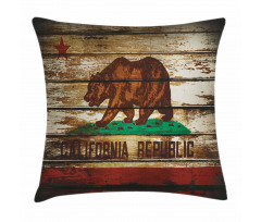 California Flag Rustic Boards Pillow Cover