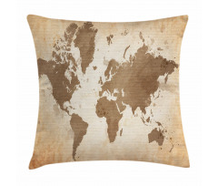 Vintage Earth Continents Pillow Cover