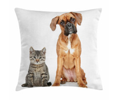 Cat Dog Animal Friends Pillow Cover