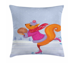 Skating Animal with a Nut Pillow Cover