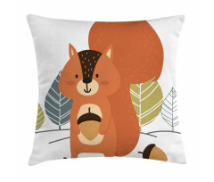 Woodland Trees and Animal Pillow Cover