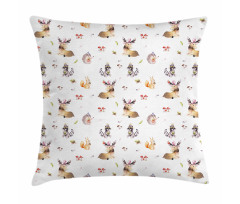 Hedgehog Moose Watercolors Pillow Cover