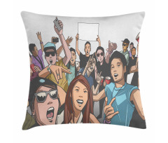 Festival Crowd at the Concert Pillow Cover