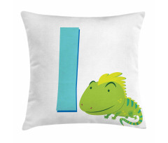 Cartoon Letter I and Animal Pillow Cover