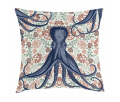 Animal on Retro Flowers Pillow Cover