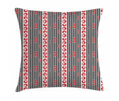 Vertical Stripes Circles Pillow Cover