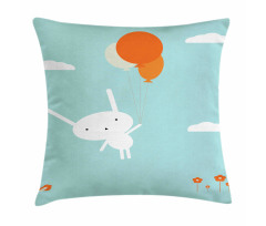 Flying Rabbit Balloons Sky Pillow Cover