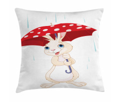 Little Animal with Umbrella Pillow Cover