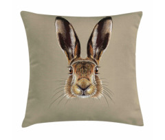 Face of a Wild Hare Realistic Pillow Cover