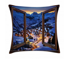 Winter Season Town Pillow Cover