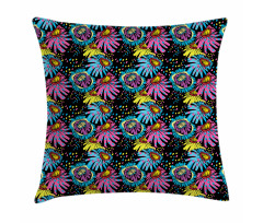 Sixties Colorful Cartoon Pillow Cover