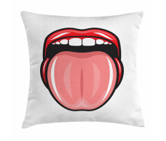 Open Mouth Tongue out Image Pillow Cover