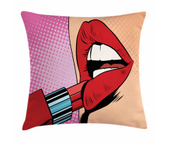 Halftone Comic Pop Art Girl Pillow Cover