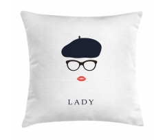 French Woman Wearing Glasses Pillow Cover