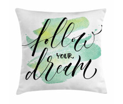 Green Brush Stoke Watercolor Pillow Cover