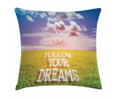 Green Field with Open Sky Pillow Cover