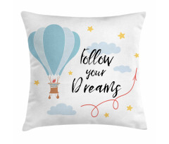 Hot Air Balloon Stars Clouds Pillow Cover