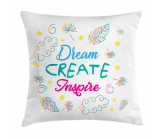 Dream Create Inspire Leaves Pillow Cover