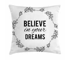 Words Hand Drawn Laurel Frame Pillow Cover