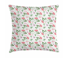 Flowers Butterflies Pillow Cover