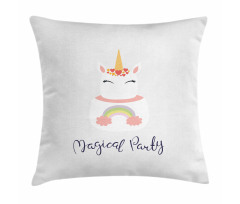 Unicorn Cake Cursive Words Pillow Cover