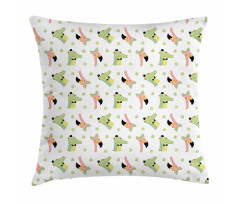 Crocodile Flamingo Doodle Pillow Cover