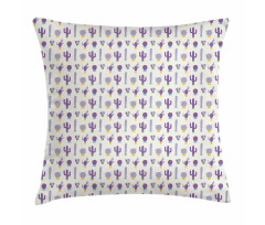 Purple Smiling Cactus Faces Pillow Cover