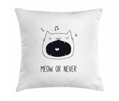 Meow or Never Word Fangs Pillow Cover