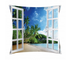 Lush Green Window View Pillow Cover