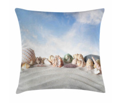 Seashells on Sand Hill Sky Pillow Cover