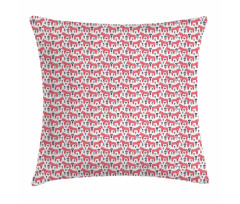 Folk Dala Horse with Flowers Pillow Cover