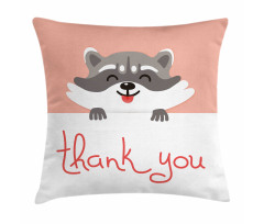 Cheerful Cartoon Raccoon Pillow Cover