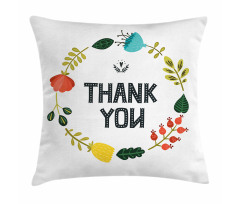 Typography Floral Wreath Pillow Cover