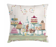 Cakes Glass Jars on a Table Pillow Cover