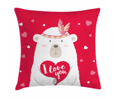 Bear Holding a Heart Pillow Cover