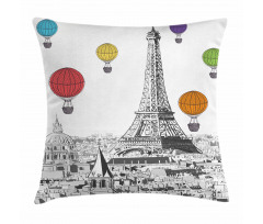 Eiffel Tower and Balloons Pillow Cover