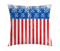Patriotic Grunge Flag Marine Pillow Cover